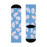 illusion of Flowers Crew Socks (Blue)