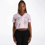 Beneath the Flowers Cropped Baseball Jersey (Pink)
