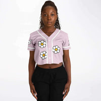 Beneath the Flowers Cropped Baseball Jersey (Pink)
