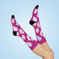 illusion of Flowers Crew Socks (Pink)