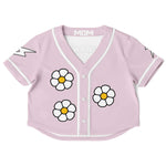 Beneath the Flowers Cropped Baseball Jersey (Pink)