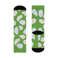 illusion of Flowers Crew Socks (Green)
