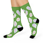 illusion of Flowers Crew Socks (Green)