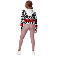WHITE GLITCH CHEETAH CROPPED WINDBREAKER