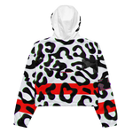 WHITE GLITCH CHEETAH CROPPED WINDBREAKER