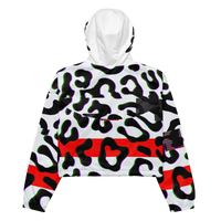 WHITE GLITCH CHEETAH CROPPED WINDBREAKER