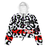 WHITE GLITCH CHEETAH CROPPED WINDBREAKER