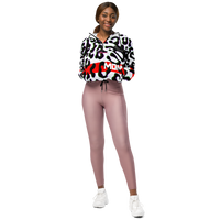 WHITE GLITCH CHEETAH CROPPED WINDBREAKER