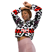 WHITE GLITCH CHEETAH CROPPED WINDBREAKER