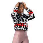 WHITE GLITCH CHEETAH CROPPED WINDBREAKER