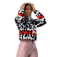 WHITE GLITCH CHEETAH CROPPED WINDBREAKER