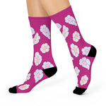 illusion of Flowers Crew Socks (Pink)