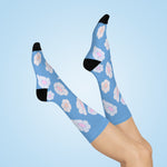 illusion of Flowers Crew Socks (Blue)