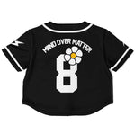 Beneath the Flowers Cropped Baseball Jersey (Black)
