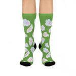 illusion of Flowers Crew Socks (Green)