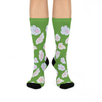 illusion of Flowers Crew Socks (Green)