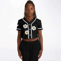 Beneath the Flowers Cropped Baseball Jersey (Black)