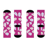 illusion of Flowers Crew Socks (Pink)