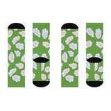 illusion of Flowers Crew Socks (Green)