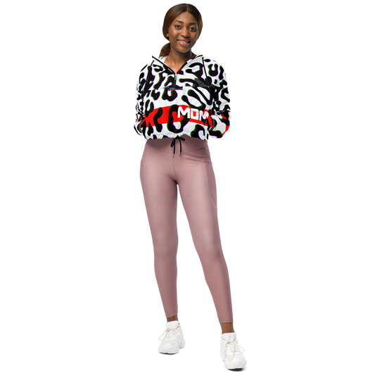 WHITE GLITCH CHEETAH CROPPED WINDBREAKER