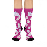 illusion of Flowers Crew Socks (Pink)