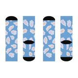 illusion of Flowers Crew Socks (Blue)