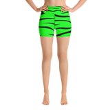 Green Tiger Striped Yoga Shorts