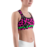 Pink Cheetah Glitch Sports bra