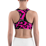 Pink Cheetah Glitch Sports bra